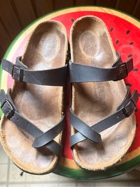Birkenstock Brown Leather Double-Strap Sandals